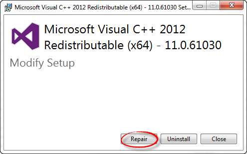 Modify Setup dialogue box