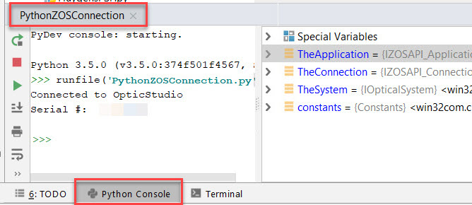 pycharm connecting to console