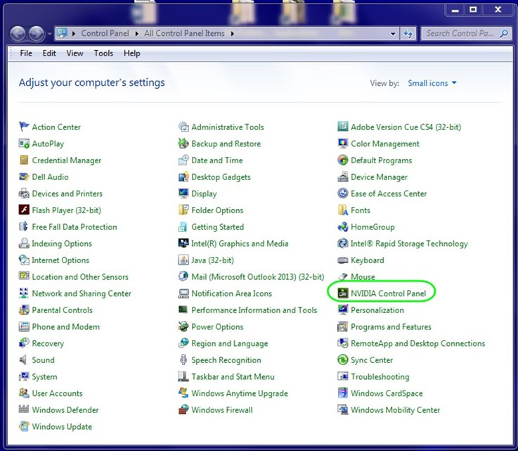 finding NVIDIA control panel