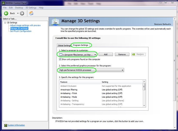 project settings to choose NVIDIA