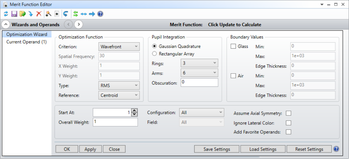 Default Merit Function Tool