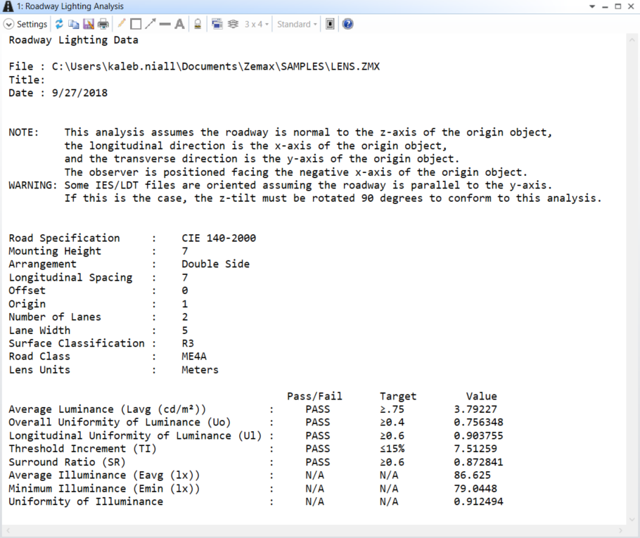 roadway lighting analysis