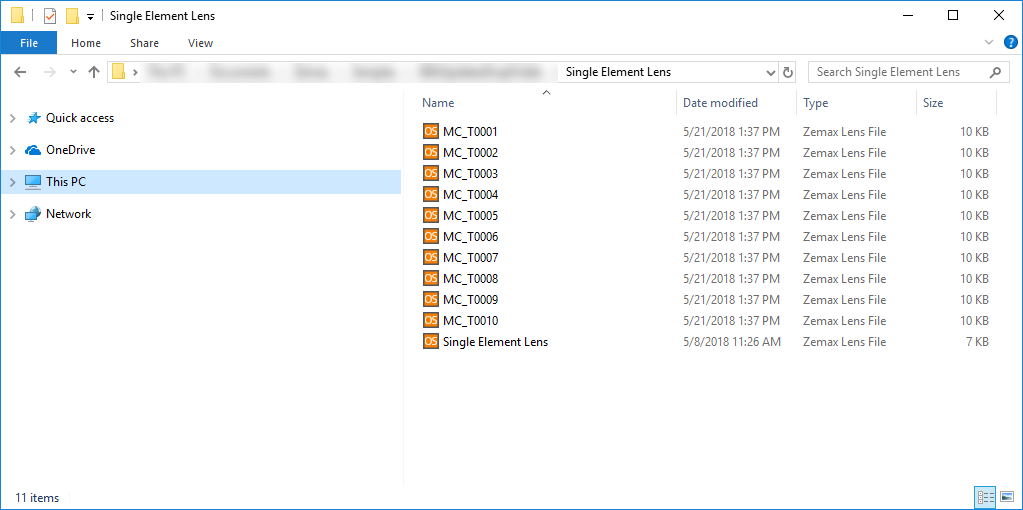 Windows Explorer Window - Saved Tolerance Files