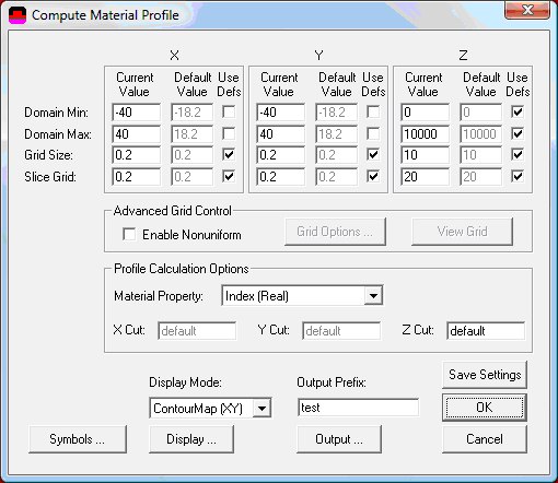 compute material properties window