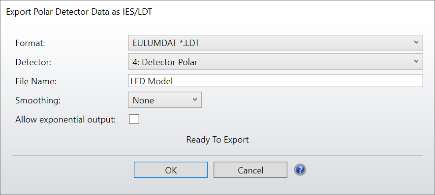 Export Polar Detector Data as IES/LDT