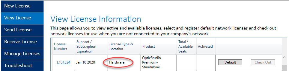 red or green USB license