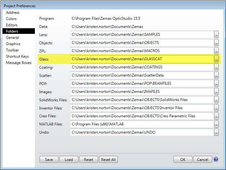 GLASSCAT user data folder