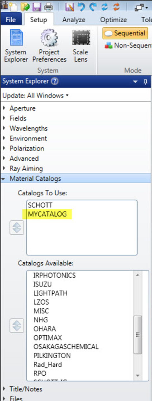 Material catalogs
