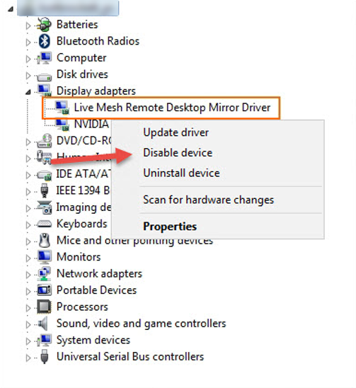 Mesh remote desktop mirror driver
