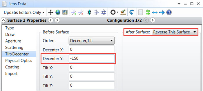 Surface Decenter