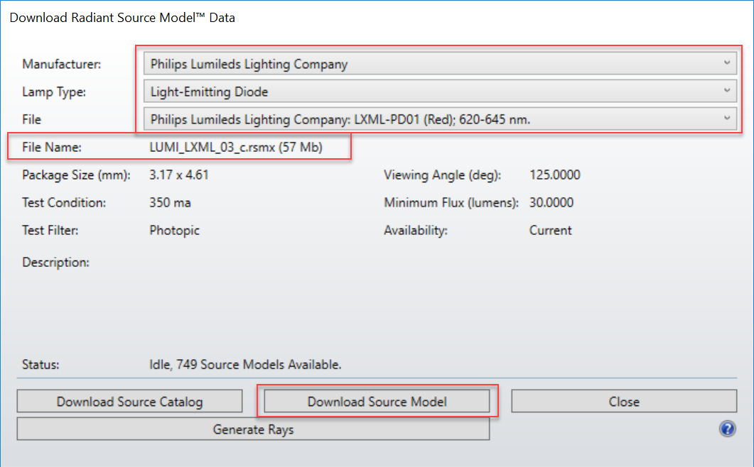 Download radiant source model data