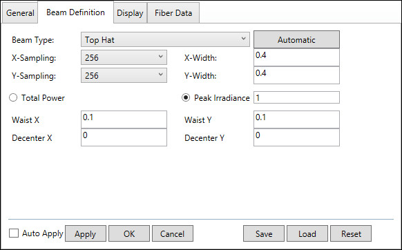Beam_definition_tab_of_POP_settings_showing_Top_Hat_settings