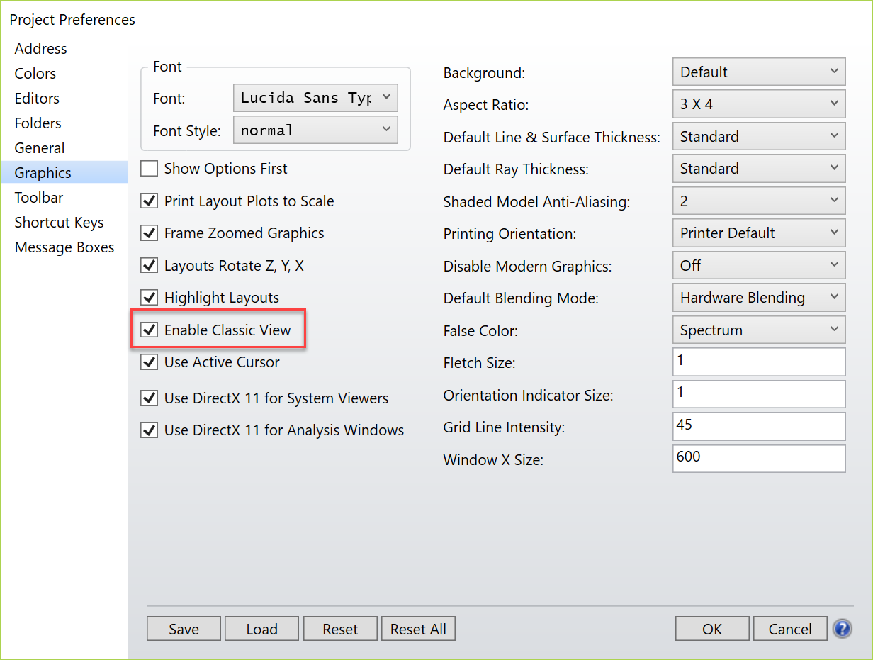 project preferences